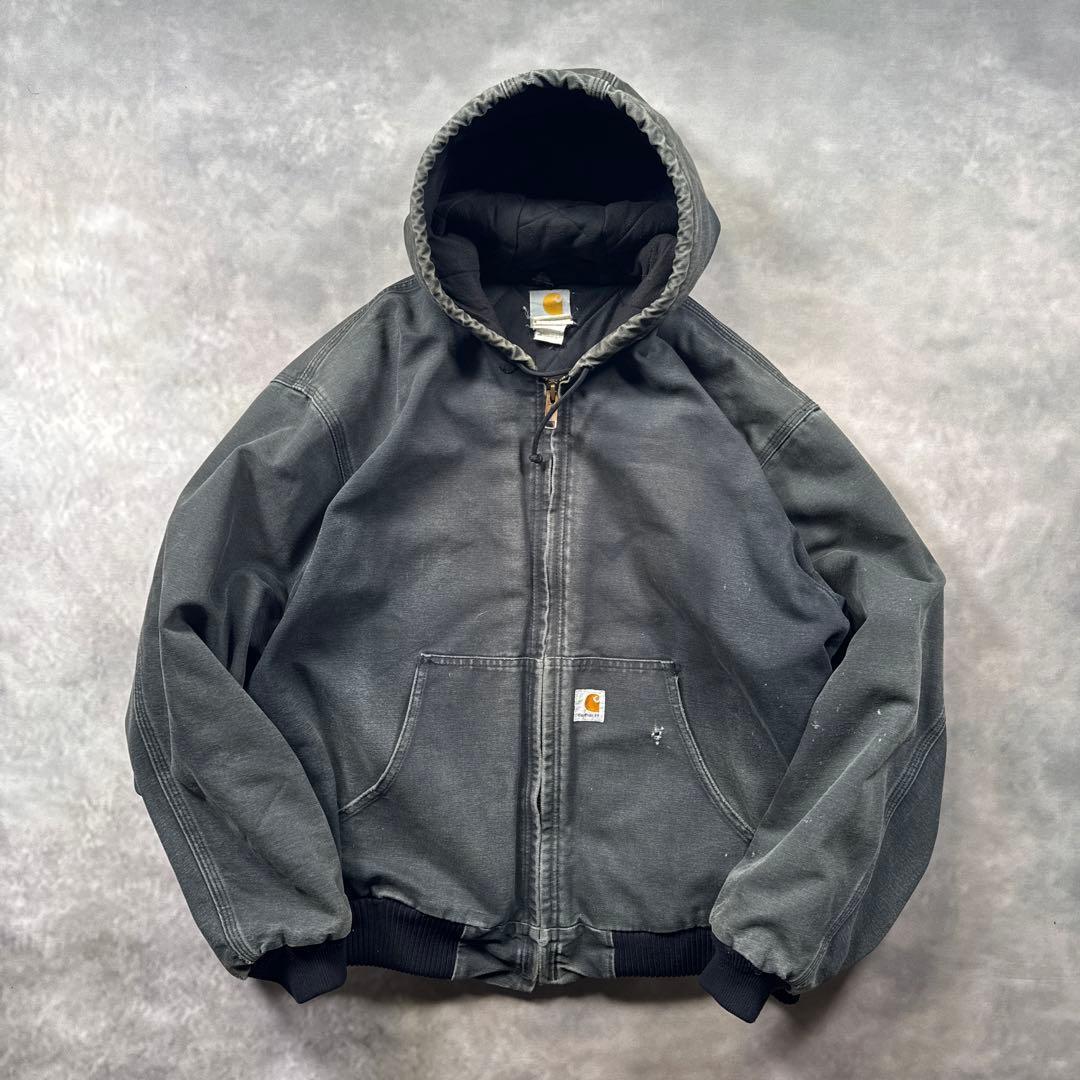 Carhartt古着USA製vintageアクティブジャケット黒フェードS58