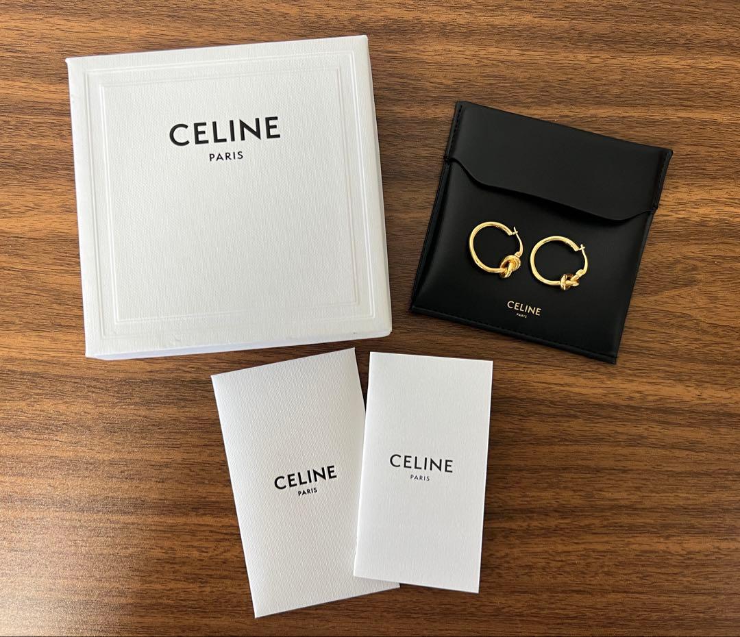美品CELINEセリーヌノット スモールフープ ゴールド