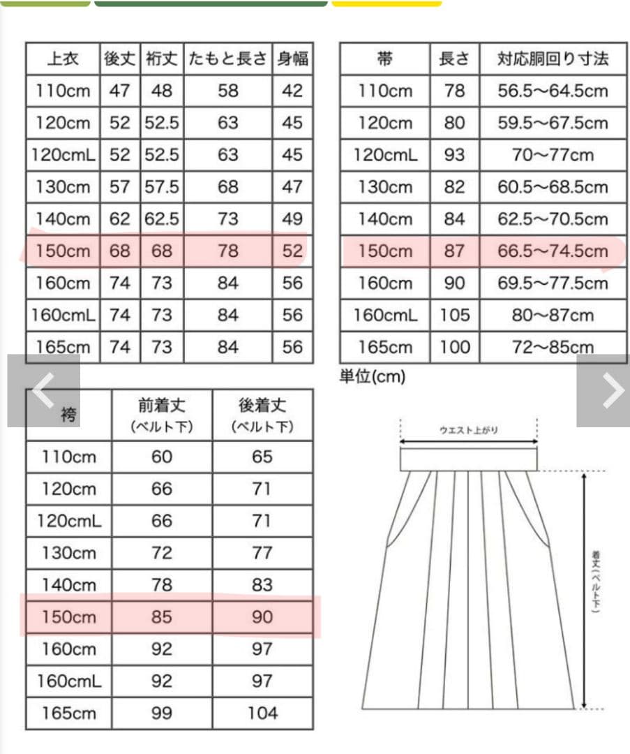 【キャサリンコテージ】 袴セット(肌襦袢付き)150cm ピンク×紺