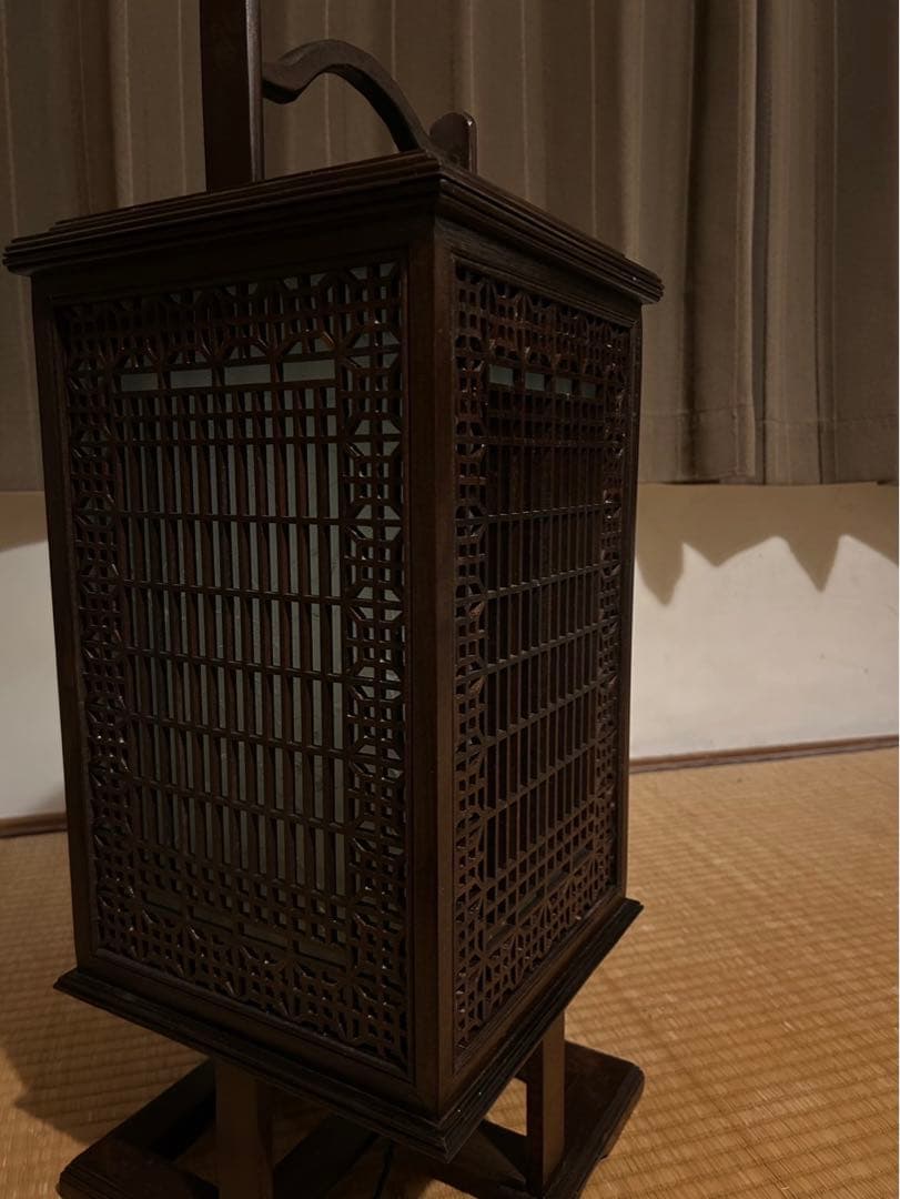 行灯照明和室 組子 すりガラス 古小物 アンテ ィーク昭和レトロ欄間