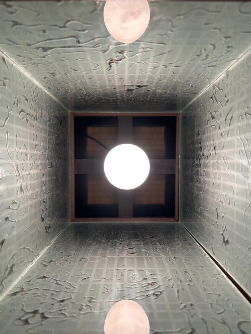 行灯照明和室 組子 すりガラス 古小物 アンテ ィーク昭和レトロ欄間