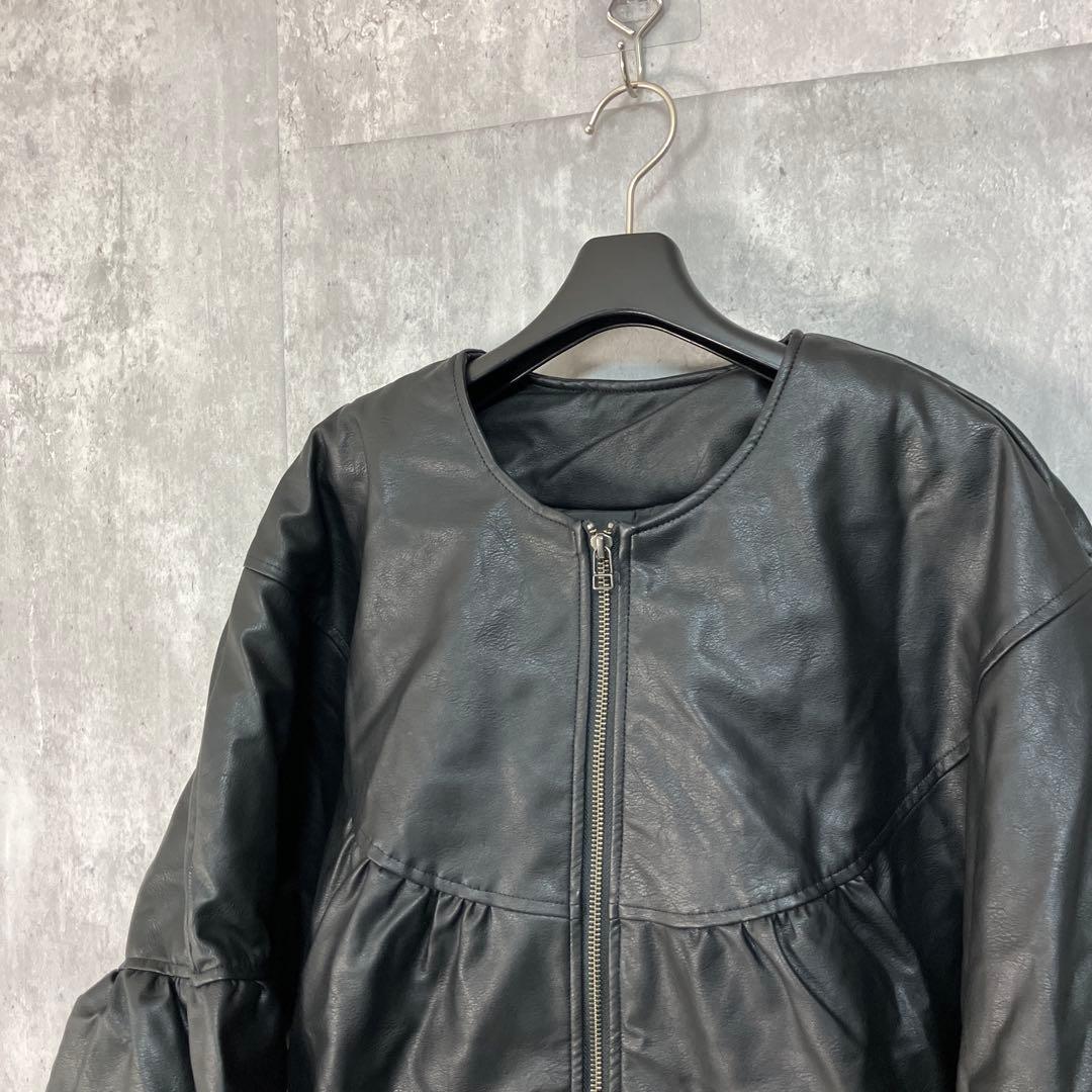 新品 PLUS OTO.HA ノーカラー レザージャケット