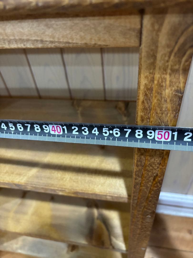 カントリー家具　ハンドメイド　オイル仕上げ3段棚