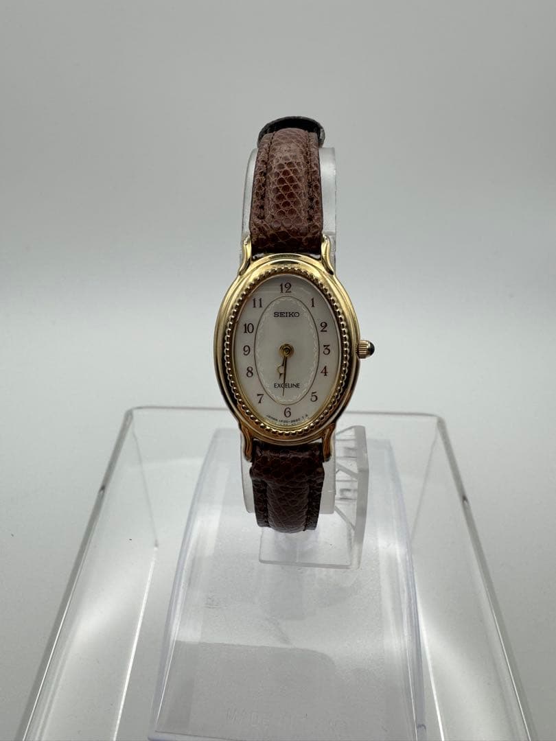 【美品】SEIKOセイコーExcelineエクセリーヌオーバル型ゴールドカラー