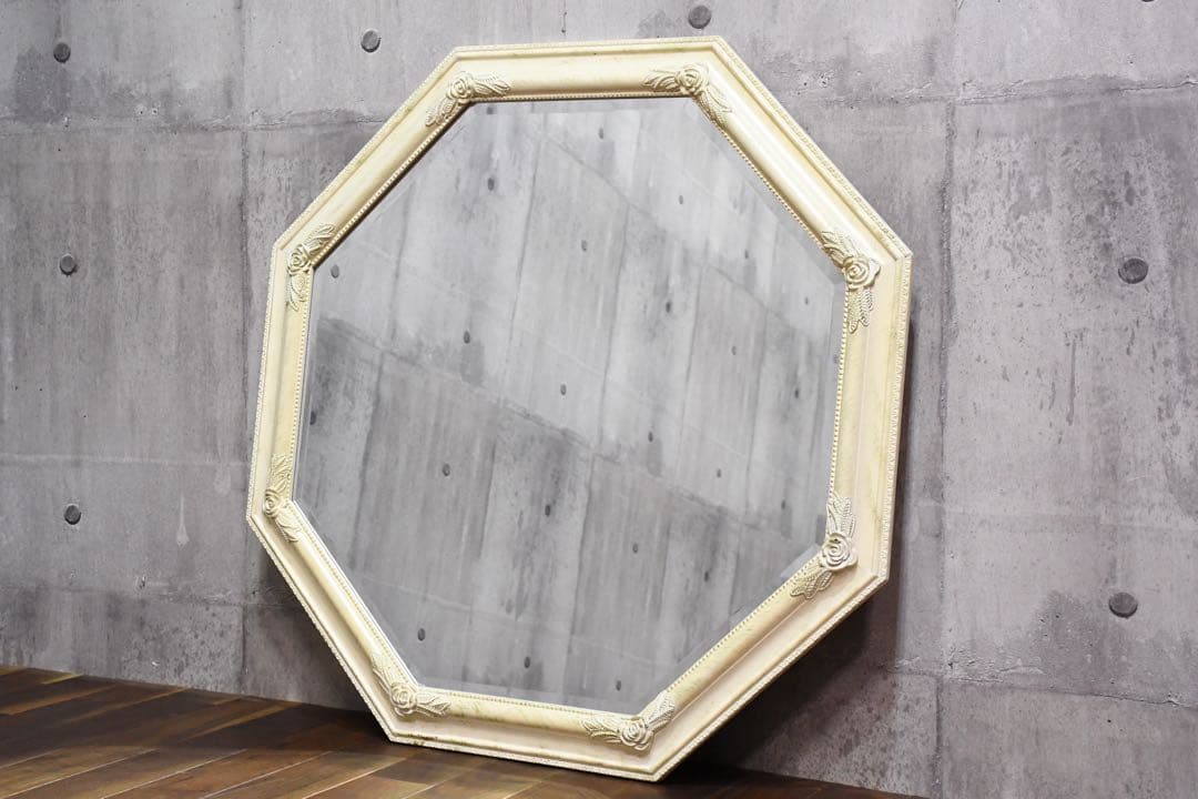 CHC71 シャビーシック オクタゴンミラー レリーフ アンティーク調 八角形