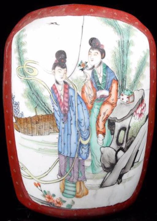 堤藍　シノワズリ　陶器蓋　唐物　本木製　漆工芸　お月見　節句　重箱　茶道具　野点