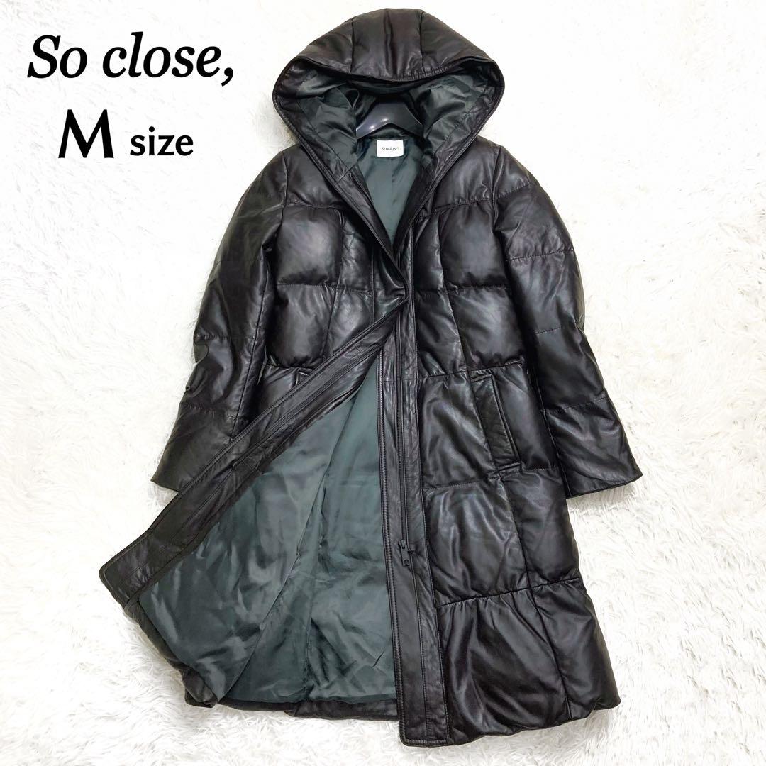 ゆか dinos So close, フード付きラムレザーダウンコート M