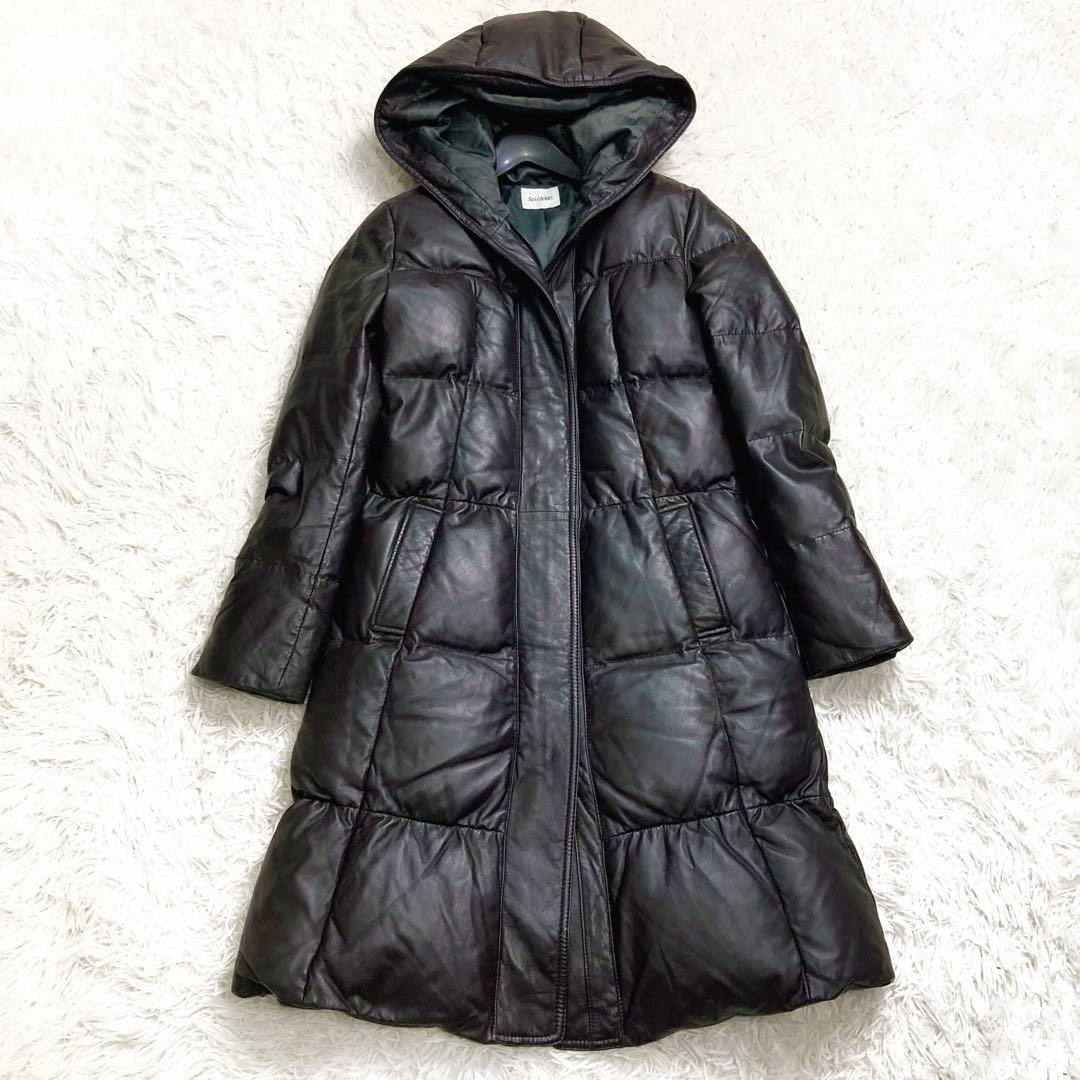 ゆか dinos So close, フード付きラムレザーダウンコート M