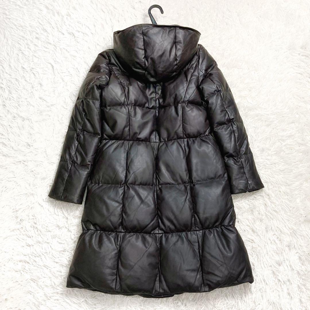 ゆか dinos So close, フード付きラムレザーダウンコート M