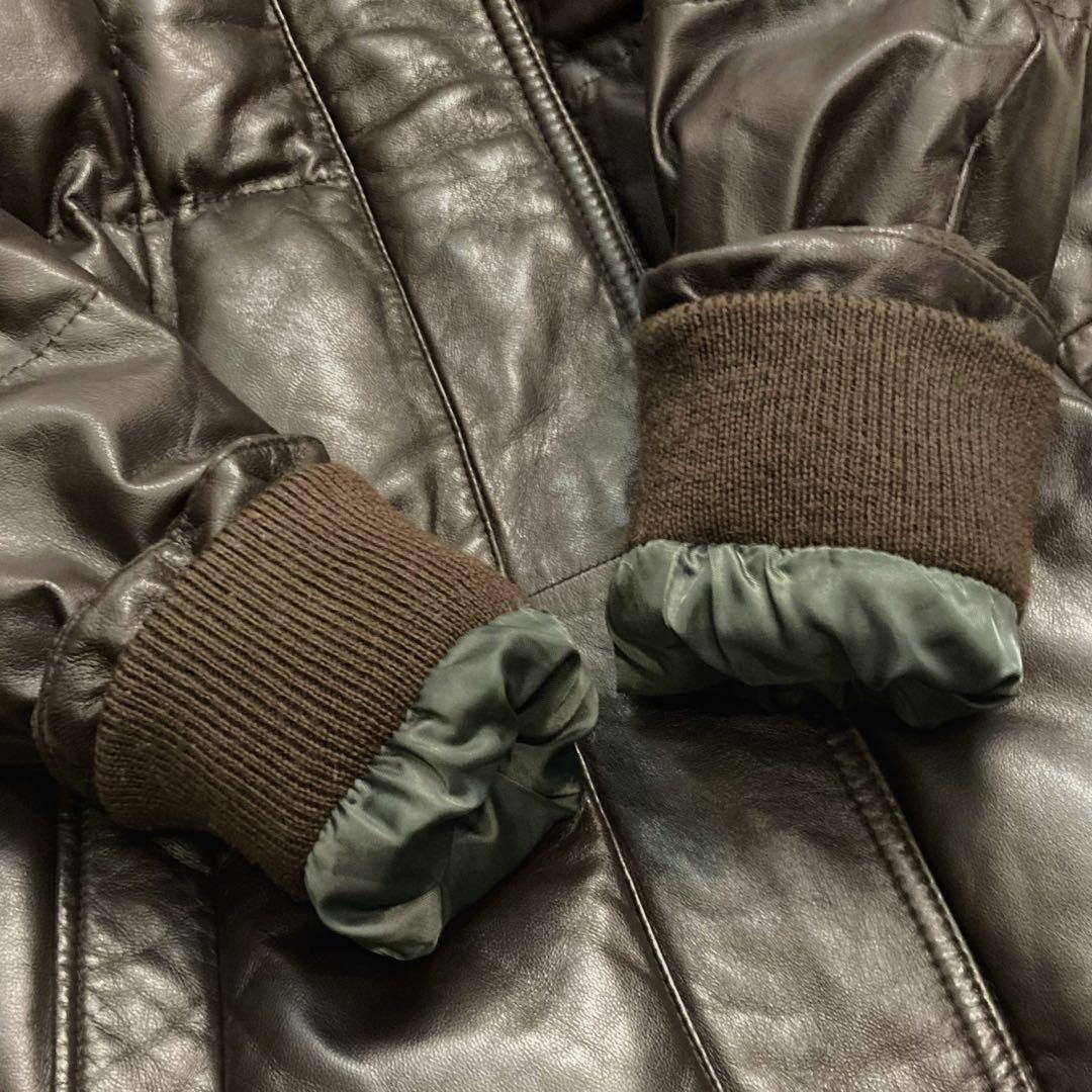 ゆか dinos So close, フード付きラムレザーダウンコート M