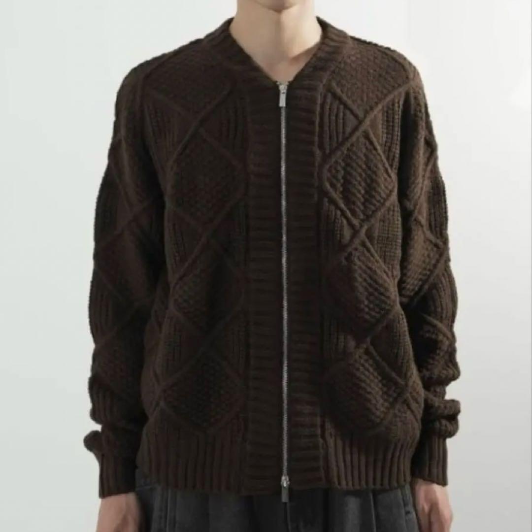 【CS】cable knit zip cardigan (brown)