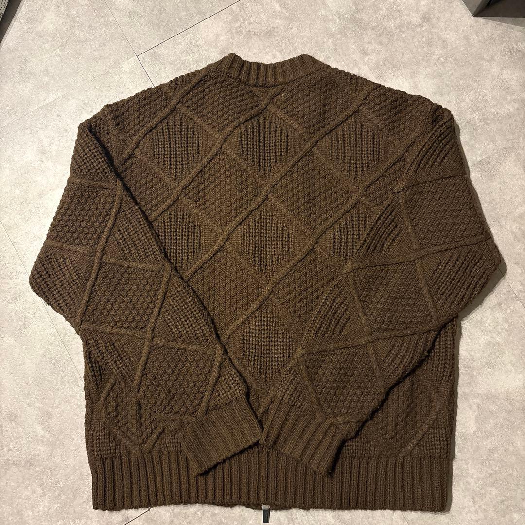 【CS】cable knit zip cardigan (brown)