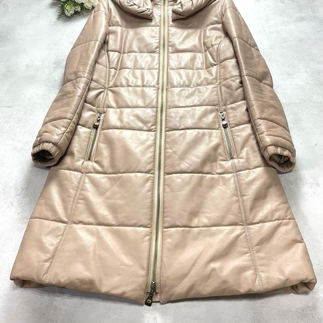 大きいサイズ✨美品 ミラショーン ロングダウンコート ラムレザー 44 2XL