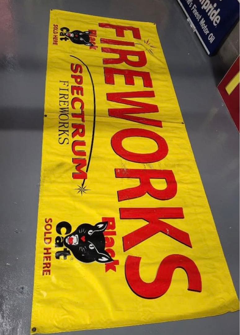 50s USA ビンテージ　Black Cat Fireworks バナー