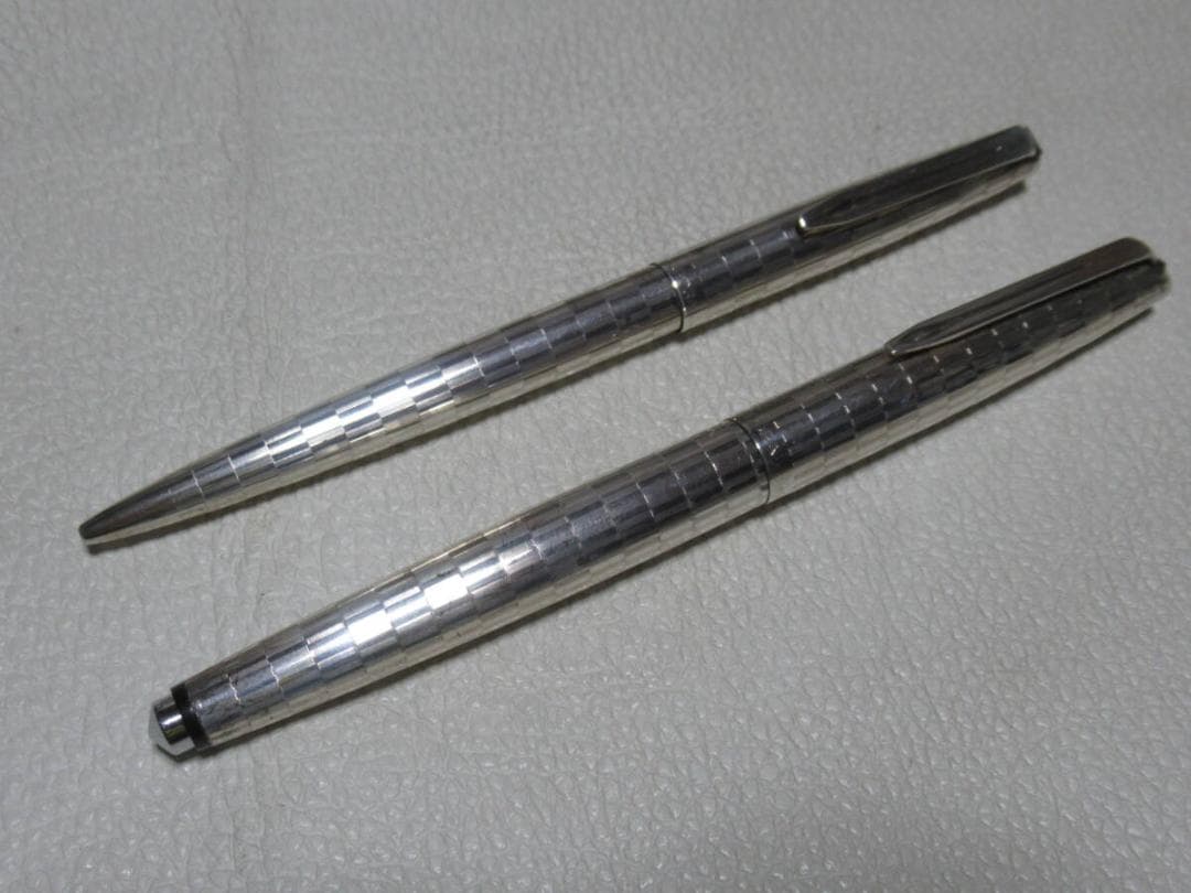 未使用(難あり 1960年イタリア製◆アウロラ 925銀製 万年筆とボールペン