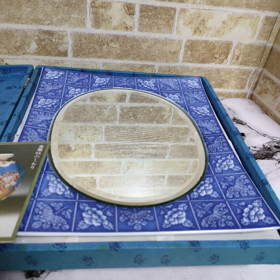 【希少】有田焼 宮内庁御用達 香蘭社 陶器製 染付 壁掛け鏡 ウォールミラー