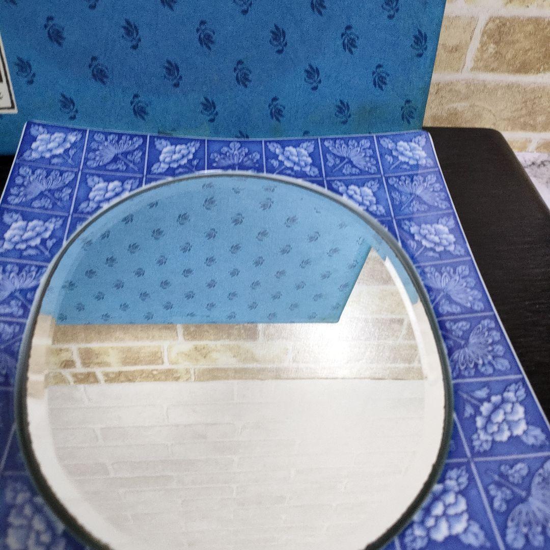 【希少】有田焼 宮内庁御用達 香蘭社 陶器製 染付 壁掛け鏡 ウォールミラー