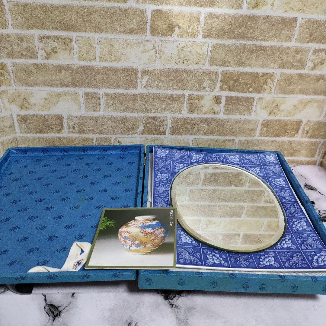 【希少】有田焼 宮内庁御用達 香蘭社 陶器製 染付 壁掛け鏡 ウォールミラー