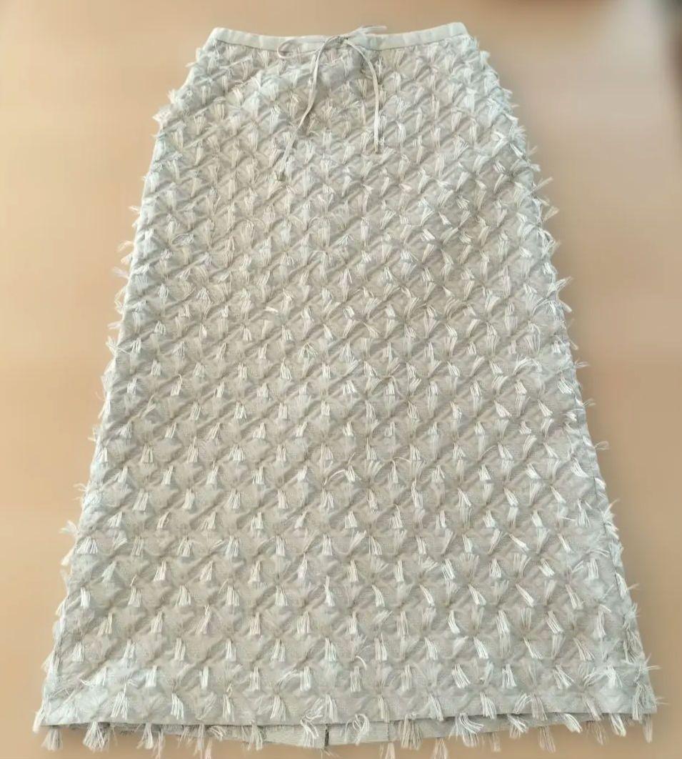 ドゥロワー　drawer　フリンジ　ロング　タイトスカート　36