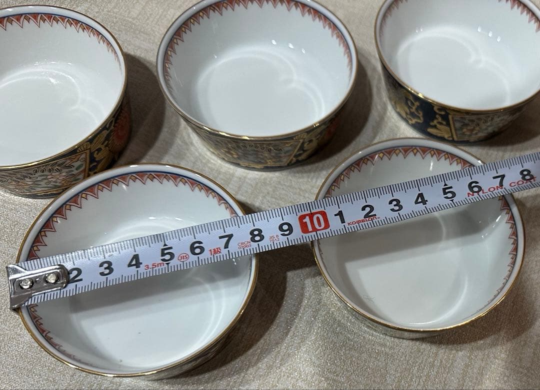 賞美堂 其泉窯 花柄装飾の陶器ボウル鉢5個セット