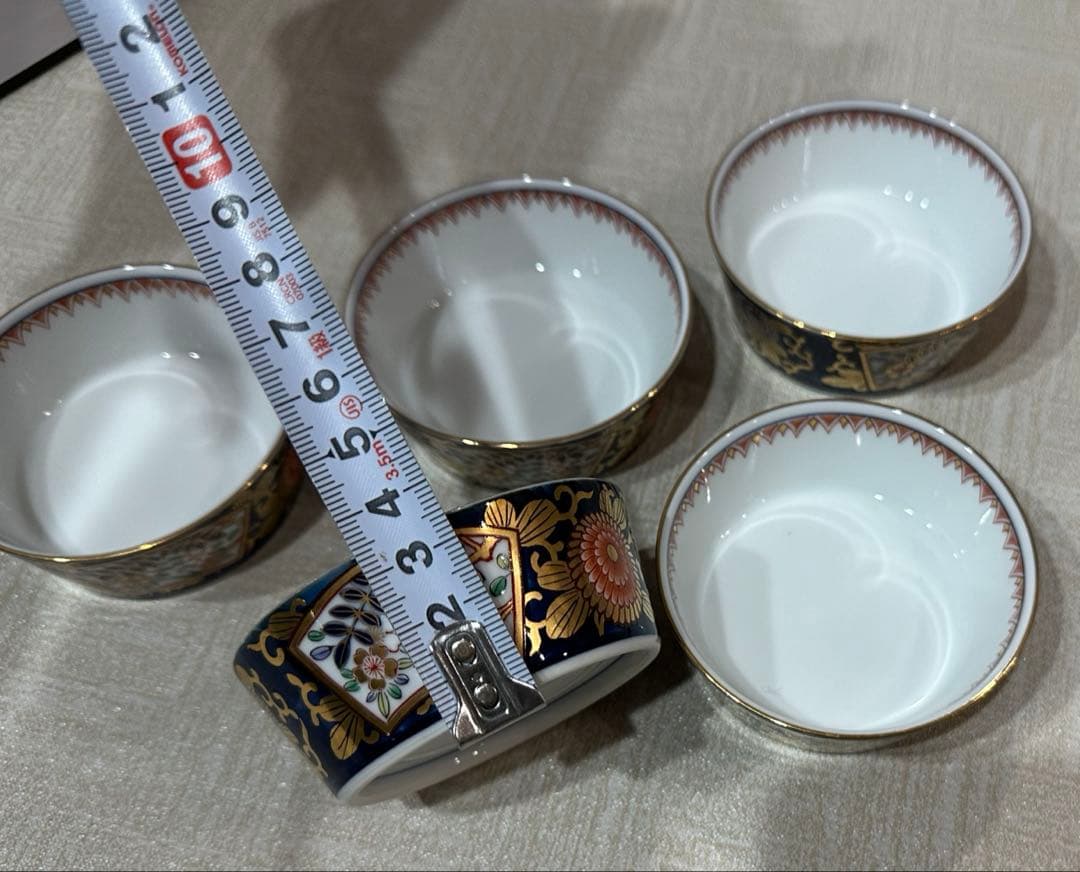 賞美堂 其泉窯 花柄装飾の陶器ボウル鉢5個セット