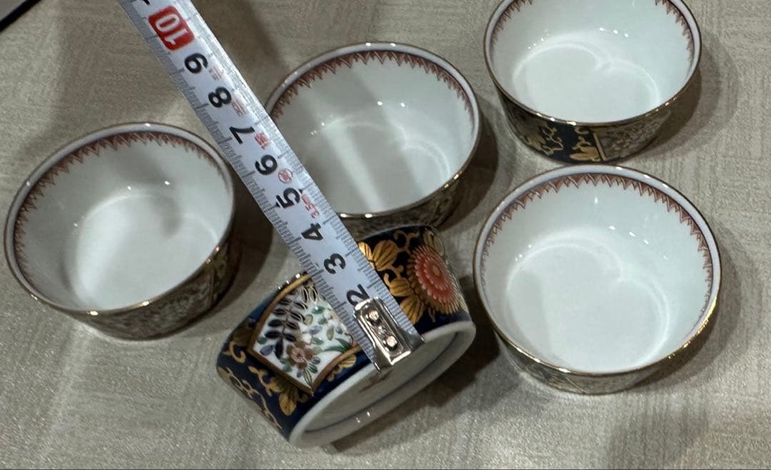 賞美堂 其泉窯 花柄装飾の陶器ボウル鉢5個セット