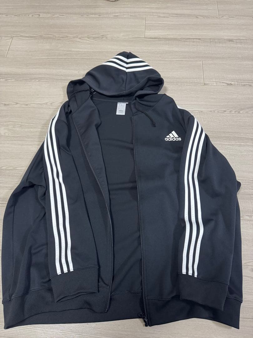 4XL〜adidas フルジップジャケット ブラック 大きいサイズ