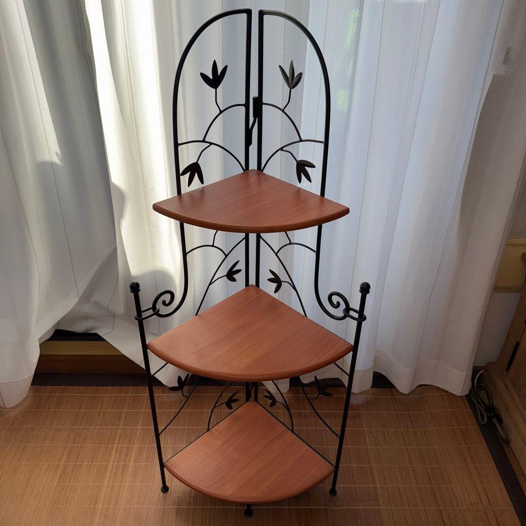 木製コーナーシェルフ　3段　プランタースタンド