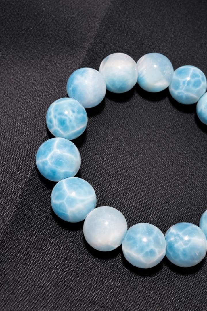 【和休庵】ラリマー 13mm 高透明｜別格ブルー｜希少大玉ブレスレット