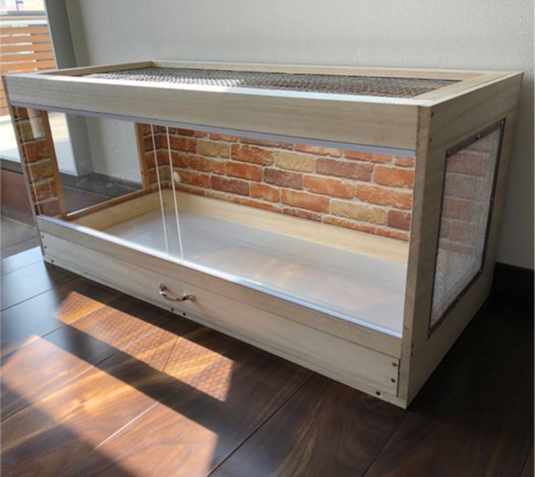 新品未使用　木製ケージ　ハリネズミ　ハムスター　小動物　引出し付　カスタムベース