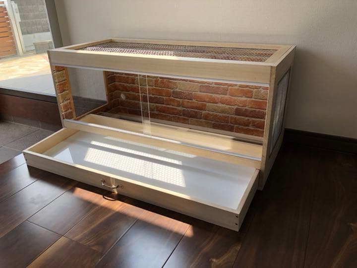 新品未使用　木製ケージ　ハリネズミ　ハムスター　小動物　引出し付　カスタムベース