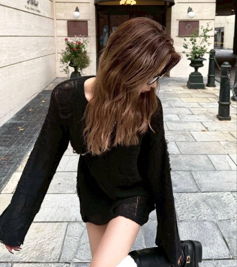 DIANTE MOHAIR BLEND LOOSE KNIT ブラック