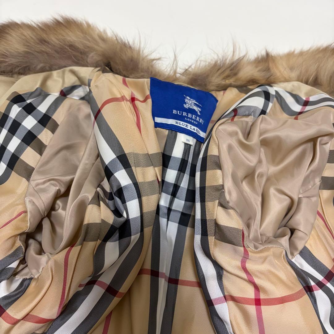 高級感✨バーバリーブルーレーベル ロングダウンコート ベルト メガチェック 38