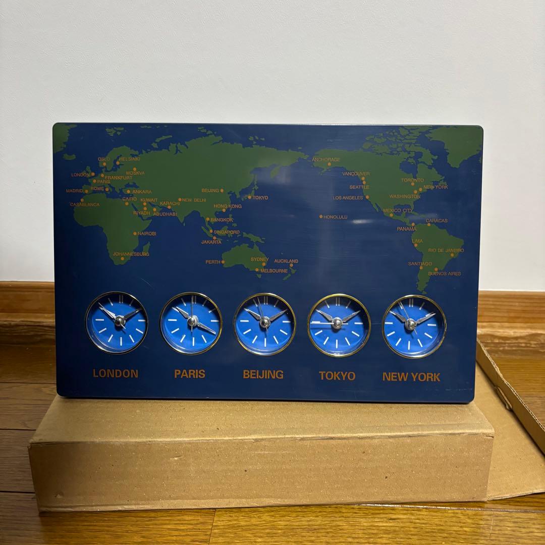 WORLDCLOCK　世界　地図時計　ヴィンテージ　世界時計　置き時計