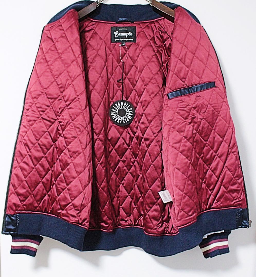 新品 エグザンプル サテン生地 ハート・薔薇刺繍 スカジャン Lサイズ 紺