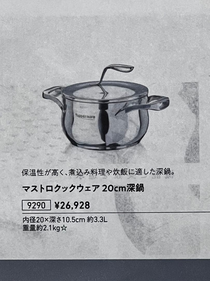 【新品・未使用】Tupperware マストロクックウェア 20cm深鍋