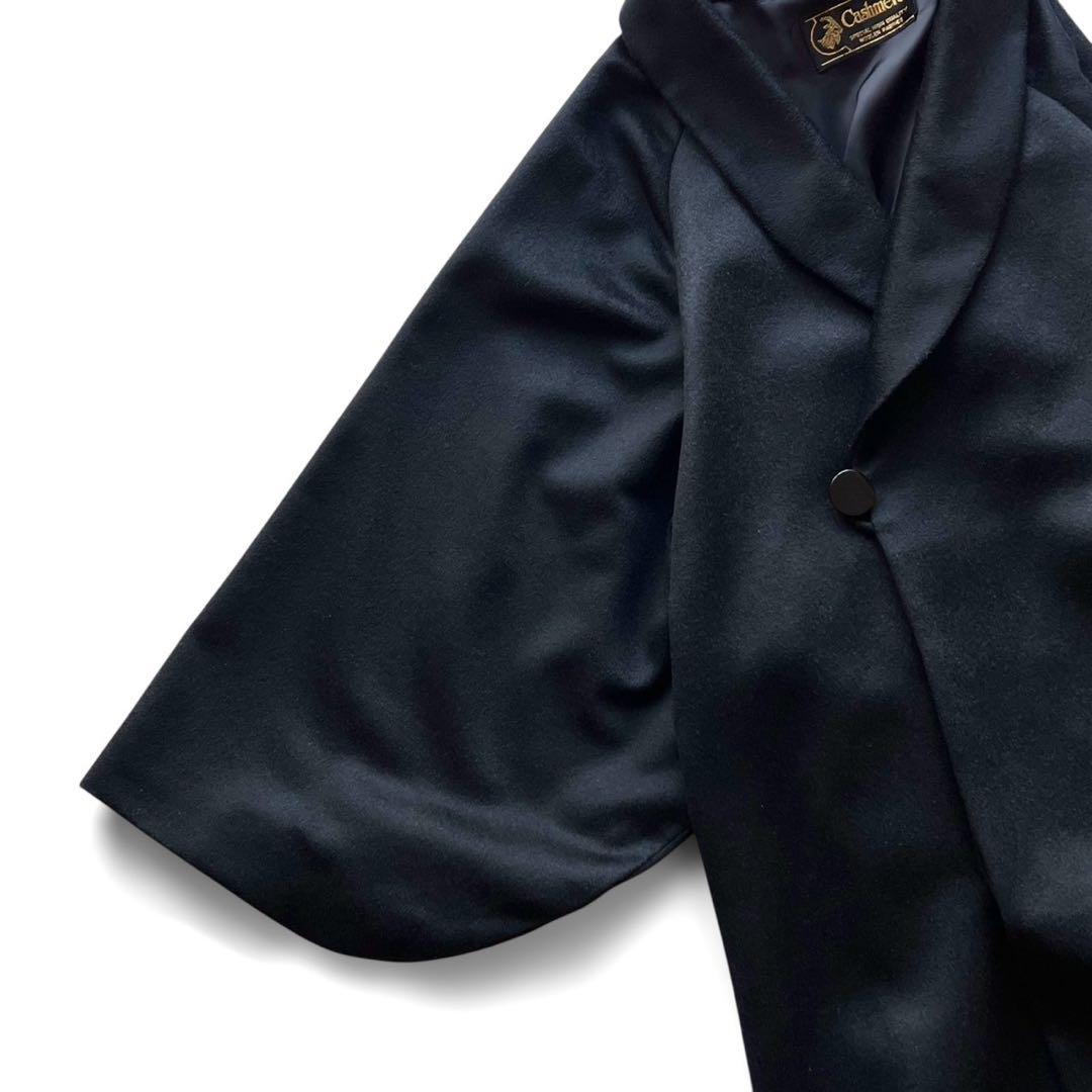 【タグ付き・新品未使用】カシミアヘチマ衿和装コート/ブラック/着丈105cm