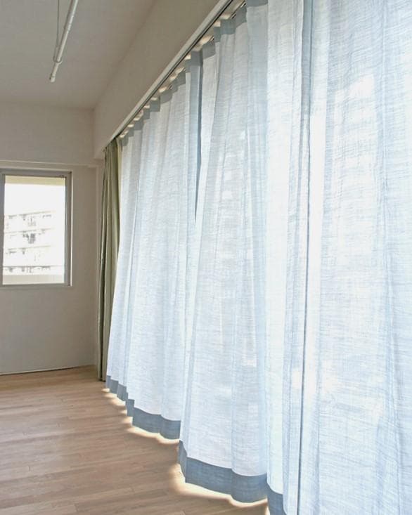 ナツソビク 自然素材　麻100％　カーテン　高級オーダーメイド　大小2枚セット
