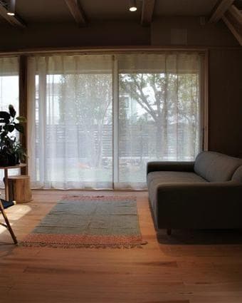 ナツソビク 自然素材　麻100％　カーテン　高級オーダーメイド　大小2枚セット