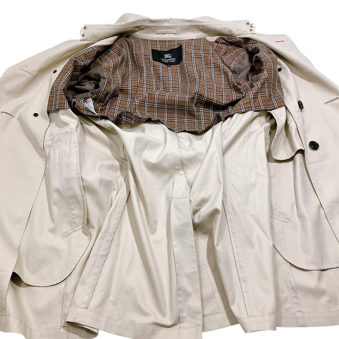 【美品】バーバリーブラックレーベル　ダブルトレンチコート　ライトベージュ