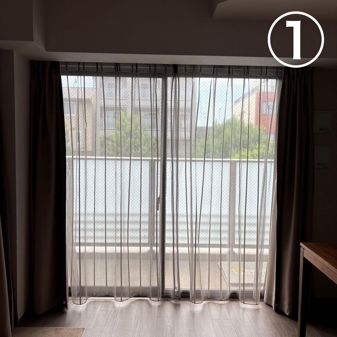 レースカーテン＆遮光ドレープカーテンセット218㎝x198㎝