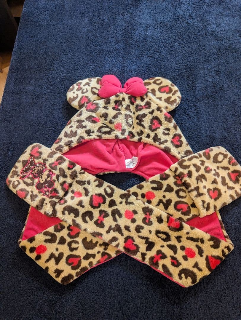 葵　ディズニー　ミニー　マフラーキャップ　ファンキャップ　ヒョウ柄