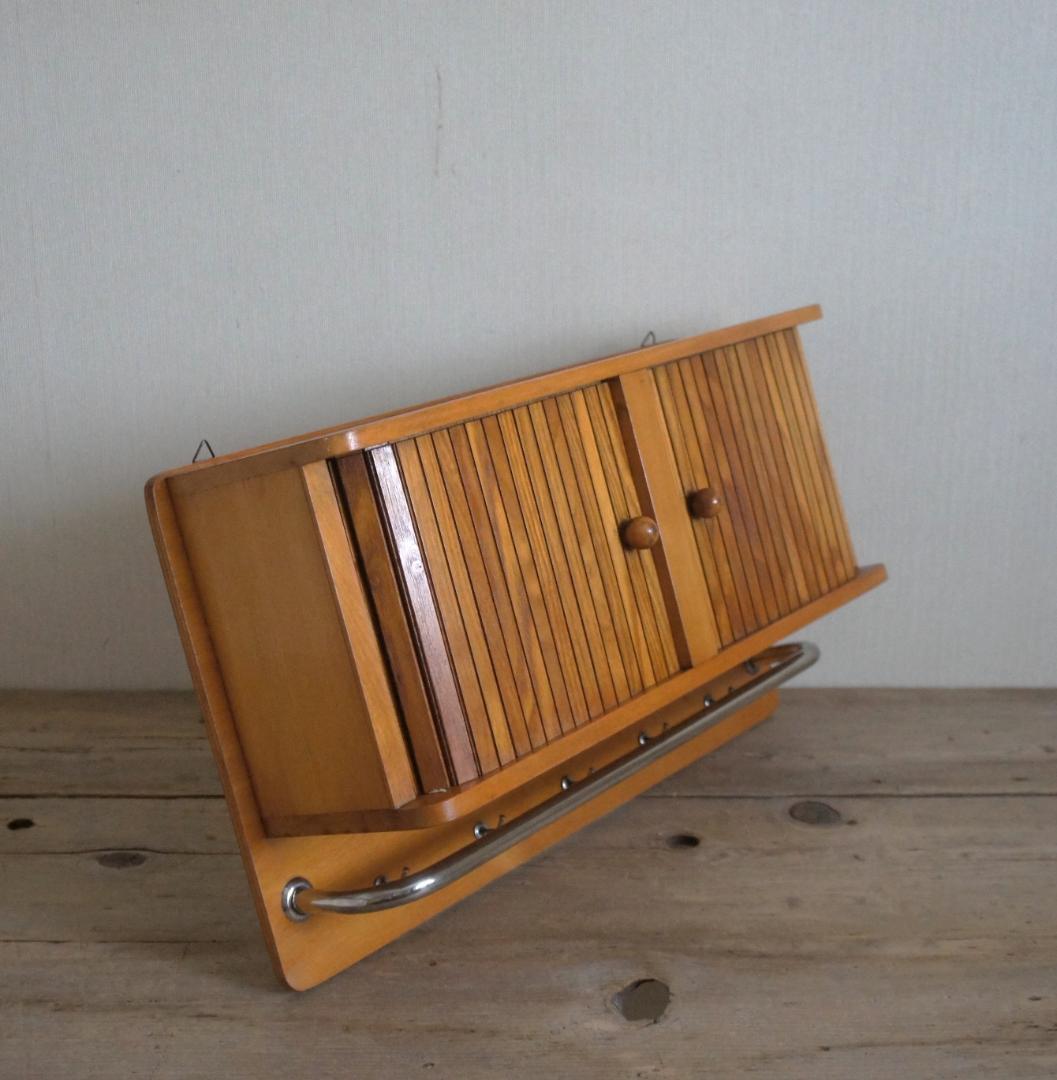 ウォールキャビネット　蛇腹扉　飾り棚　ブロカント　フランス　アンティーク