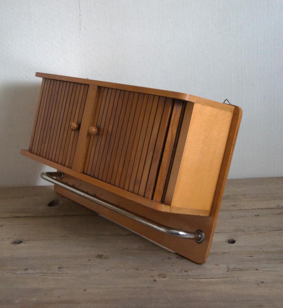 ウォールキャビネット　蛇腹扉　飾り棚　ブロカント　フランス　アンティーク