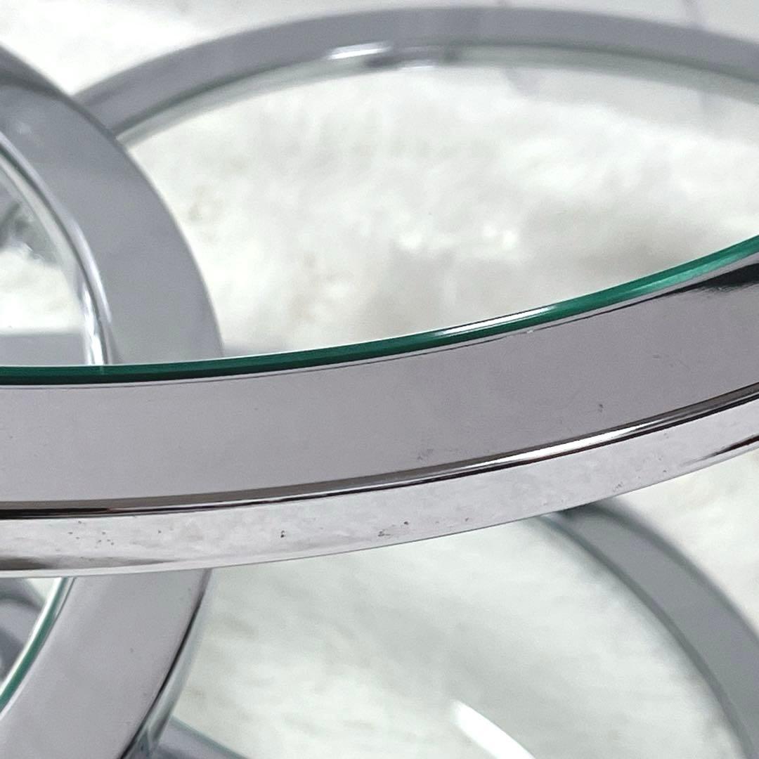 北欧 レトロ ミッドセンチュリー 4段 サイドテーブル ラウンド ガラス天板