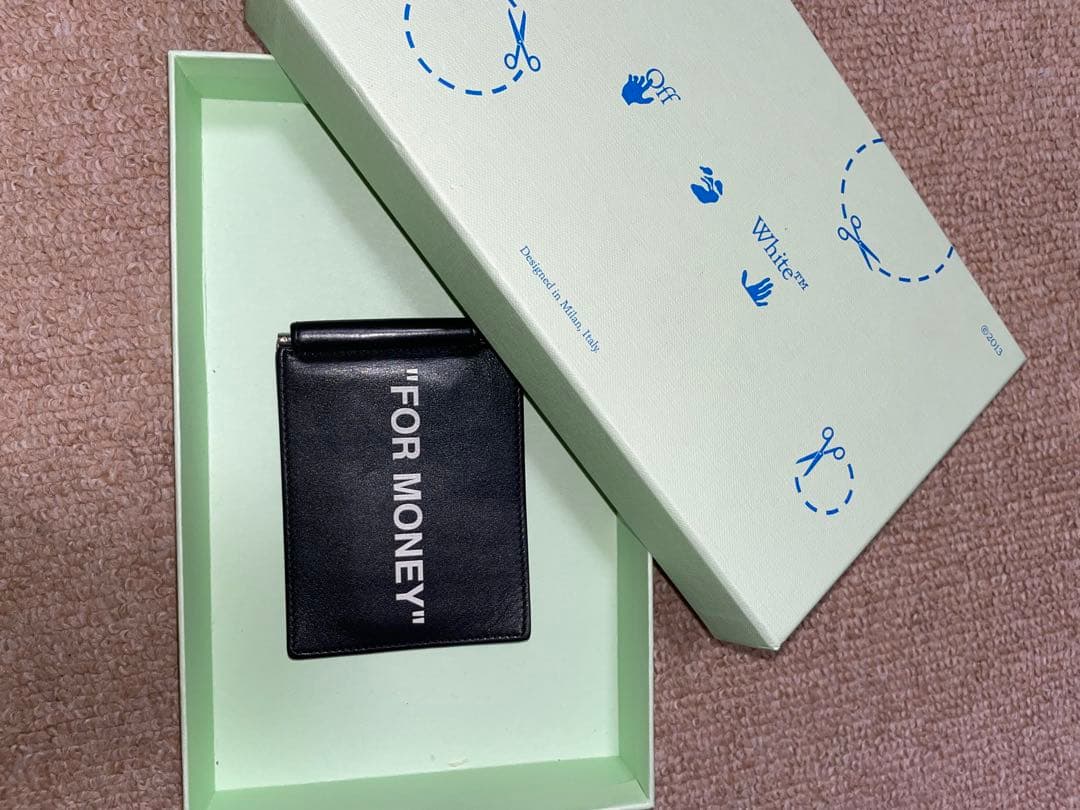 off-white 黒 レザー マネークリップ