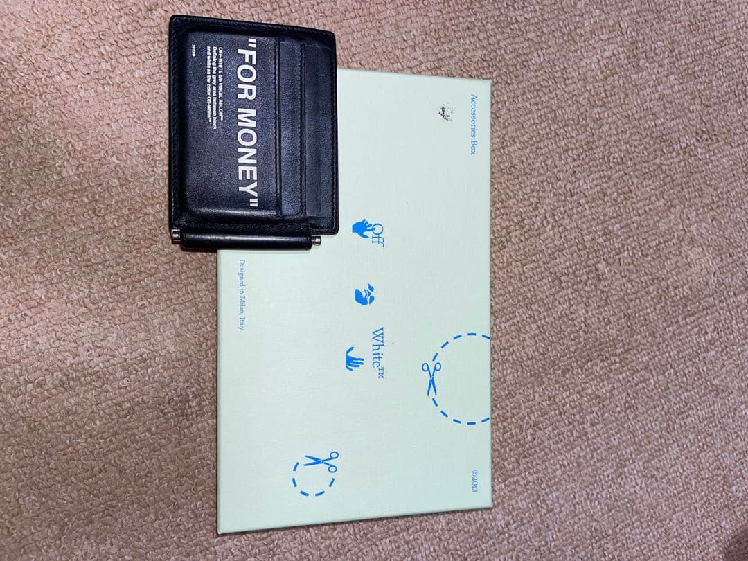 off-white 黒 レザー マネークリップ