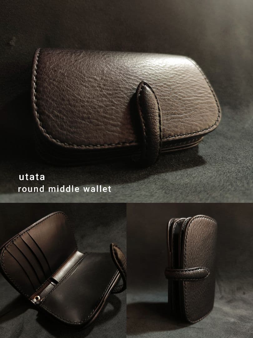 koo　ミドルウォレット　ブラック　姫路レザー　オイルレザー　二つ折り財布