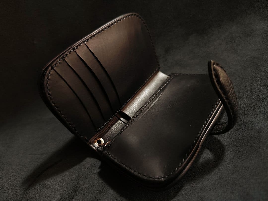 koo　ミドルウォレット　ブラック　姫路レザー　オイルレザー　二つ折り財布