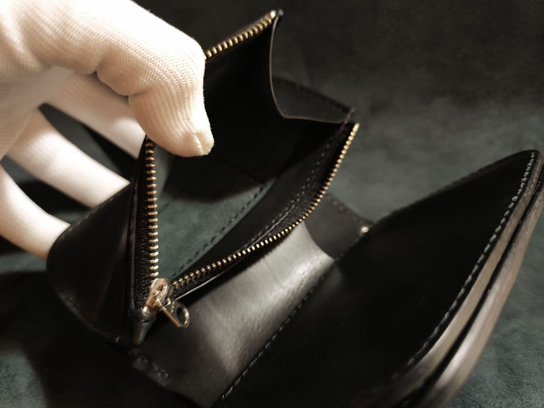 koo　ミドルウォレット　ブラック　姫路レザー　オイルレザー　二つ折り財布